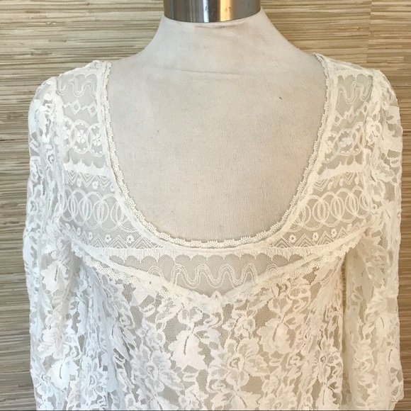 Free People Sheer Scallop Lace Top - Picture 6 of 7